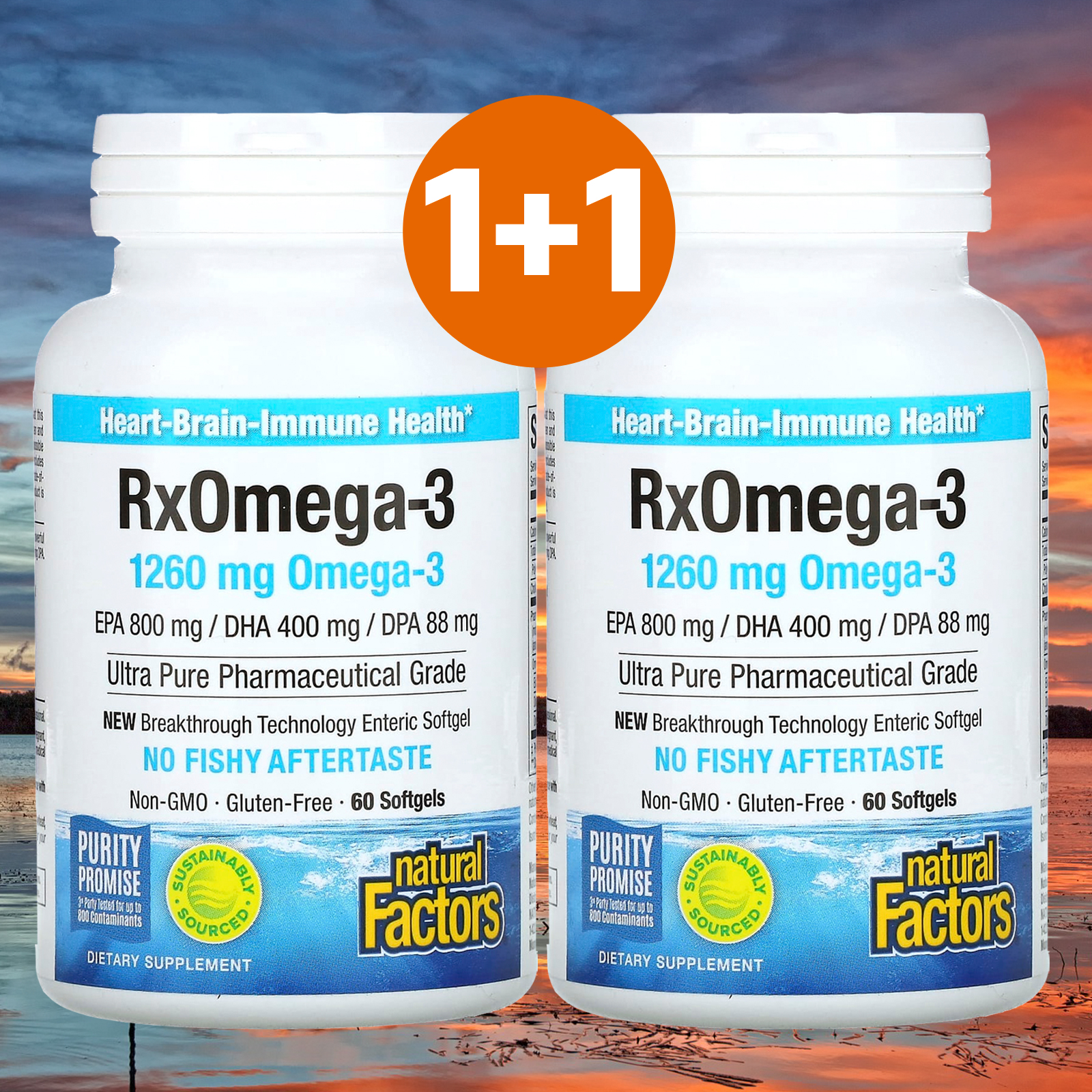 네츄럴팩터스 <b>오메가</b>3 1260mg 60정 2통 <b>RX</b> Omega3