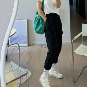 바스락 에어 트레이닝 바지 텐션 카고 조거 팬츠 여성 츄리닝 운동복 데일리