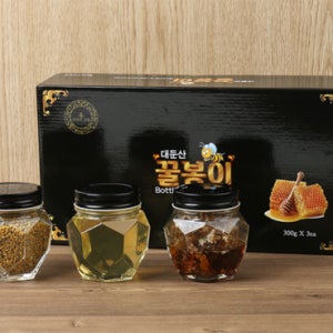 대둔산양봉원 국내산 벌꿀 꿀봉이 토종 벌화분 벌집꿀 벌꿀 300g 3종 세트