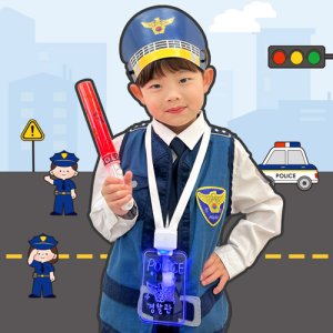 오늘놀이 우리동네 경찰놀이 LED 경찰관 신분증 스티커 직업 역할 KC어린이안전제품