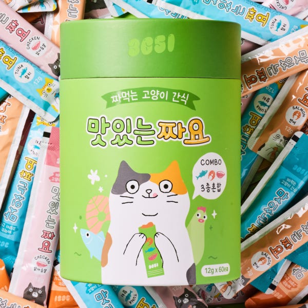 맛있는 짜요 짜먹는 간식 고양이 캔 간식 대용량