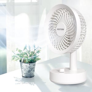 탁상용 BLDC 무소음 무선 선풍기 6인치 화이트 회전 캠핑 소형선풍기 C타입 충전식
