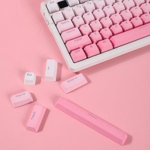 하이엔드 OEM 핑크 플라워 측각 LED투과 키캡 PBT 이중사출 (104키)