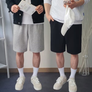 1+1 남자밴딩반바지 남자5부바지 스웨트팬츠 남성하프팬츠