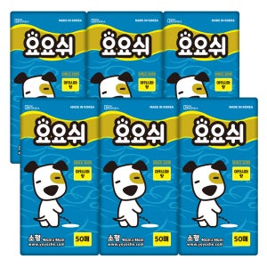 [요요쉬] 강아지 배변패드 스카이 (아카시아향) 소형, 50매입, 6개