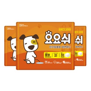 [요요쉬] 강아지 배변패드 플로럴와인향 중형, 30매입, 3개