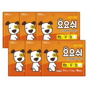 [요요쉬] 강아지 배변패드 플로럴와인향 중형, 30매입, 6개