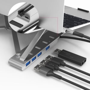 강원전자 넷메이트 USB-C 스탠드 거치대 노트북 패드 포트 확장 도킹스테이션 4in1