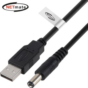 강원전자 넷메이트 USB 전원 케이블 1m (5.5x2.1mm/24W/블랙) NMC-UP211024B
