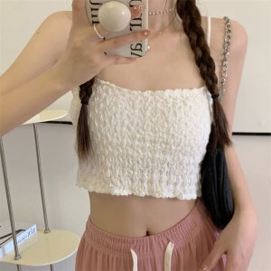 캡 크롭티 여름 끈나시 탑 레이어드 배꼽 탱크탑 노브라티