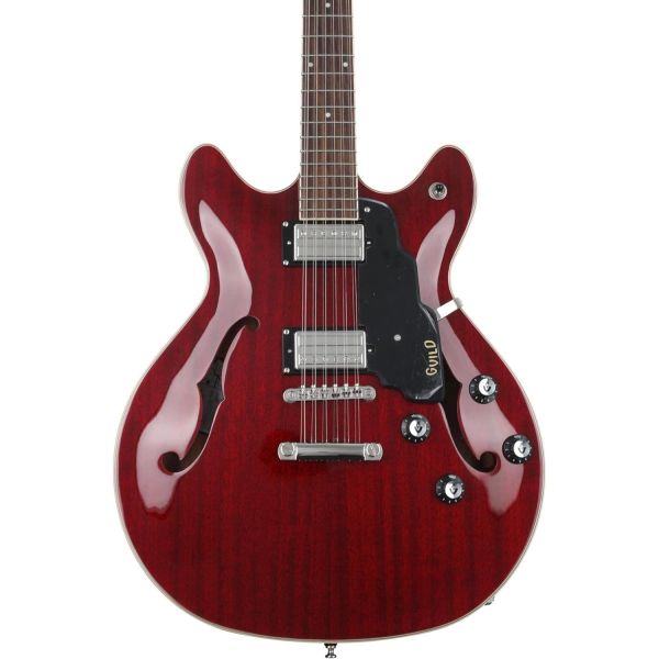 일렉트릭 기타 악기 스탠다드 오디오 입문 길드 스타파이어 I12 더블 컷어웨이 12현 세미 중공 바디 체리 레드 빠르고 부드러운 연주를 위한 모던한 얇은 U 목 프로필 <b>밀당</b> 코