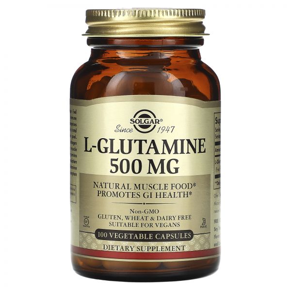 Solgar, L-글루타민, 500mg, 베지 캡슐 100정