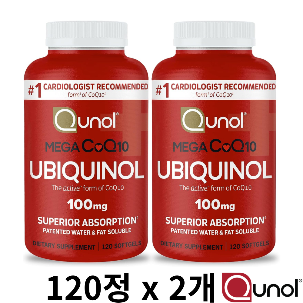 미국정품 Qunol 퀴놀 메가 코큐텐 <b>유비퀴놀 100mg</b> 120정, 2개