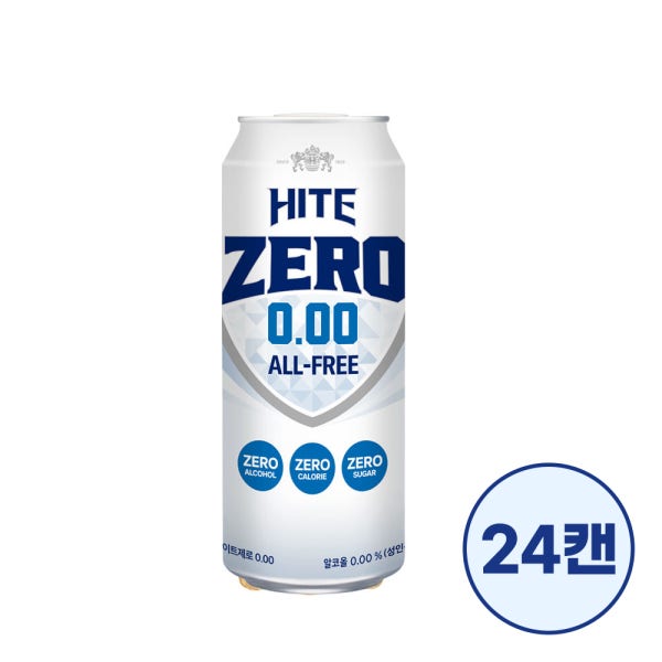 하이트진로음료 하이트제로 0.00 500ml 24캔 무알콜 맥주맛 음료