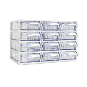 [국내생산 ] 모아이샵 플라스틱 투명 수납 약 서랍 멀티박스 스마트 정리함 12칸 미니수납함
