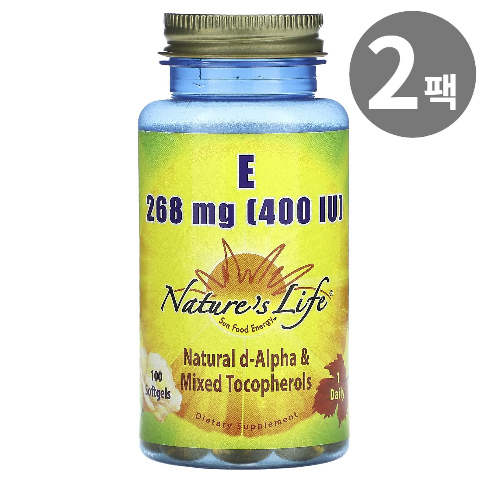 <b>네이처스라이프 비타민e</b> 268mg 400IU 100소프트젤 2팩