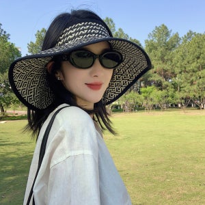 여성 돌돌이 여름 썬캡 리본 챙넓은 햇빛 자외선 차단 벙거지 챙 모자