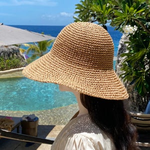 라탄 버킷햇 여성 여름모자 밀짚모자 휴양지 바캉스 여자 벙거지 비치 챙넓은 라피아햇