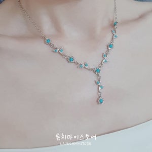 론치마이스토어 플라워스톤목걸이 써지컬스틸 드롭스타일 여행휴양지아이템목걸이 써지컬