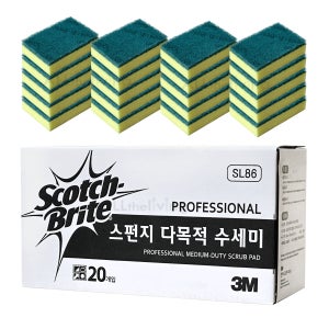 3M 스폰지 다목적수세미 20개입 벌크 찌든때 세척용 스카치브라이트 SL-86