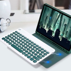 갤럭시탭s7+플러스 T970 블루투스 키보드 케이스 북커버 다크그린