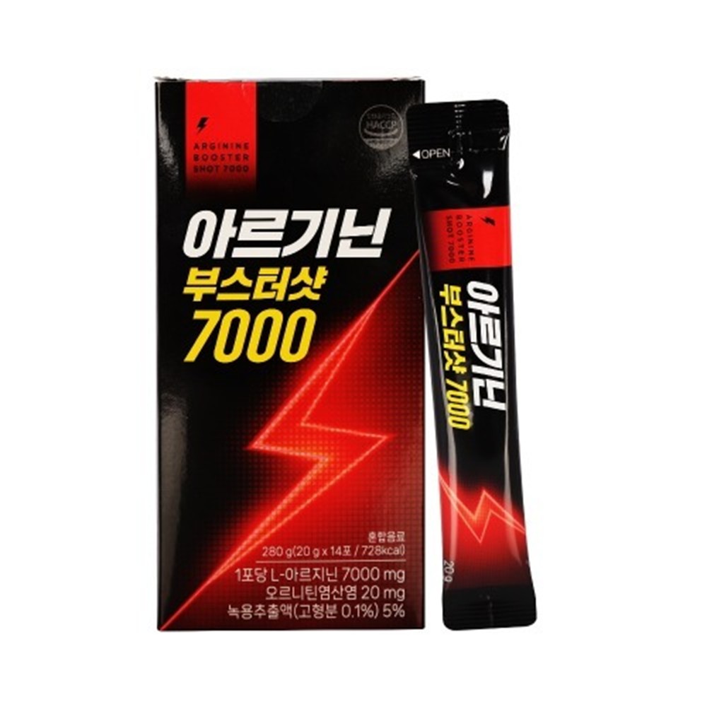 간편한 액상 아르기닌 녹용 부스터샷 7000 14포 하루 1포 <b>운동전후</b> 헬스 직장인 근육회복 회식 잦은야근
