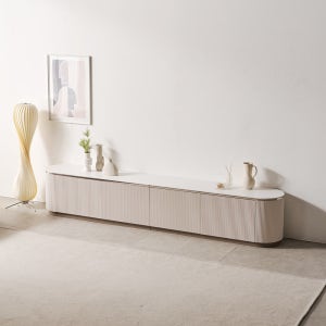 젤라또 높은 TV거실장 템바보드 세라믹장식장 2600mm, 화이트