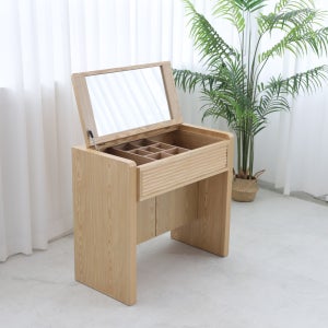 카펜터홈 천연 애쉬 무늬목 콘솔형 접이식 화장대