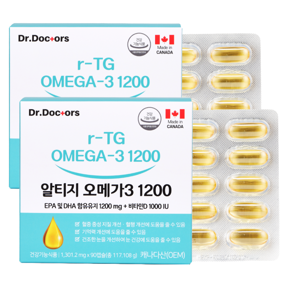 <b>닥터닥터스</b> 알티지 rtg <b>오메가3</b> 1200 1+1 캐나다 IFOS 5STAR 총6개월분