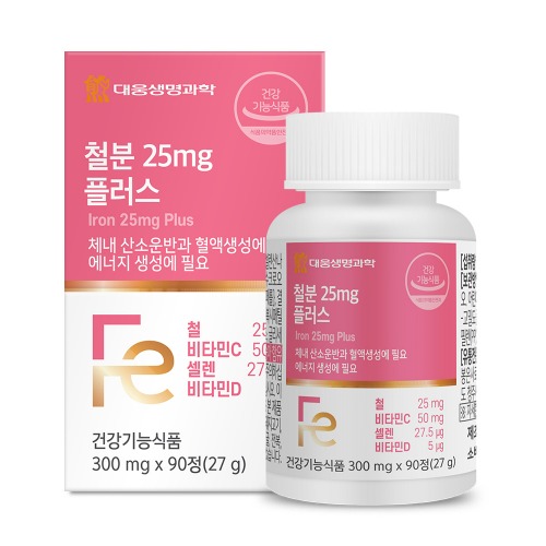 대웅 철분 25mg 플러스 90정 <b>임산부</b> 청소년 여성 혈액생성 철분보충
