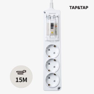 탭앤탭 국산 4000W 고용량 멀티탭 누전차단 3구 15M 에어컨 전기장판 멀티콘센트