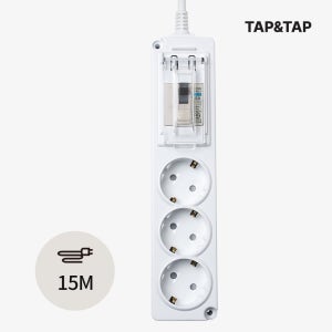 탭앤탭 국산 4000W 고용량멀티탭 배선차단 3구 15M 에어컨 온풍기 전기장판 온수매트
