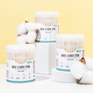 꿈비 신생아 아기 면봉 300P 라운드&엠보