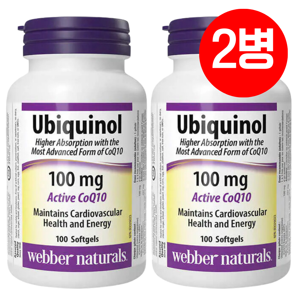 <b>웨버</b>네추럴스 유비퀴놀 액티브 코큐텐 100mg 100소프트젤 X 2병