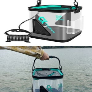 낚시 두레박 투명 접이식 조과통 살림통 밑밥통