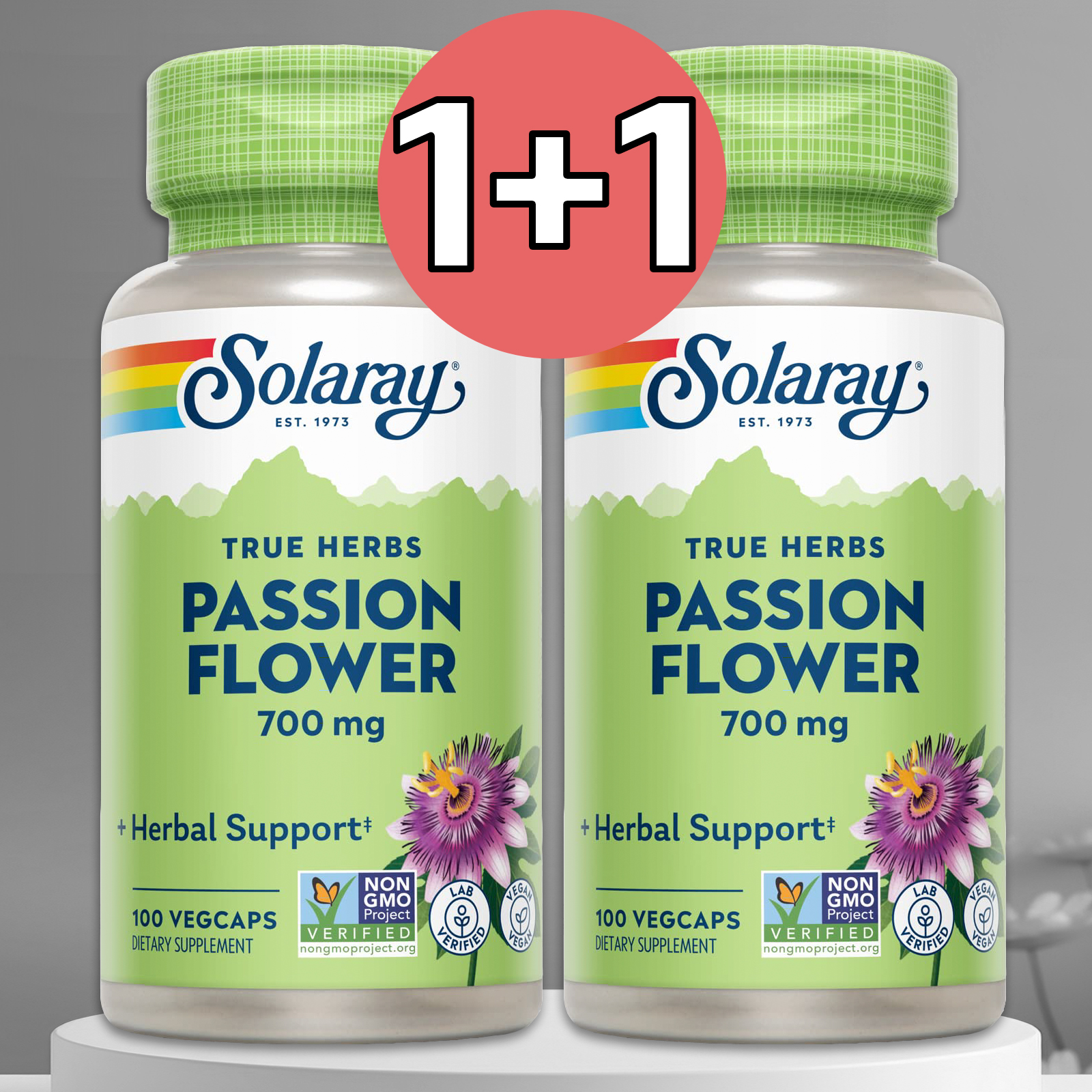 1+1 솔라레이 멜라토닌 무첨가 <b>패션플라워</b> 700mg 100정 2통