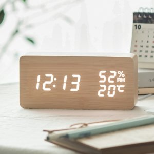 우드 온습도 LED 디지털 온도 습도 날짜 인테리어 탁상시계