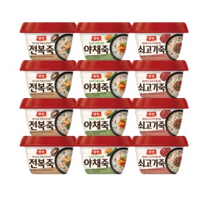 양반 쇠고기죽+야채죽+전복죽287g (4개씩 총 12개)