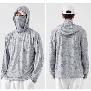 경량 얼굴 커버형 UV 차단 후드 쿨링 자외선 차단 재킷 얼굴 커버형 자외선 차단 맨투맨 UPF50+/자외선 차단/접촉 냉감/흡습 속건