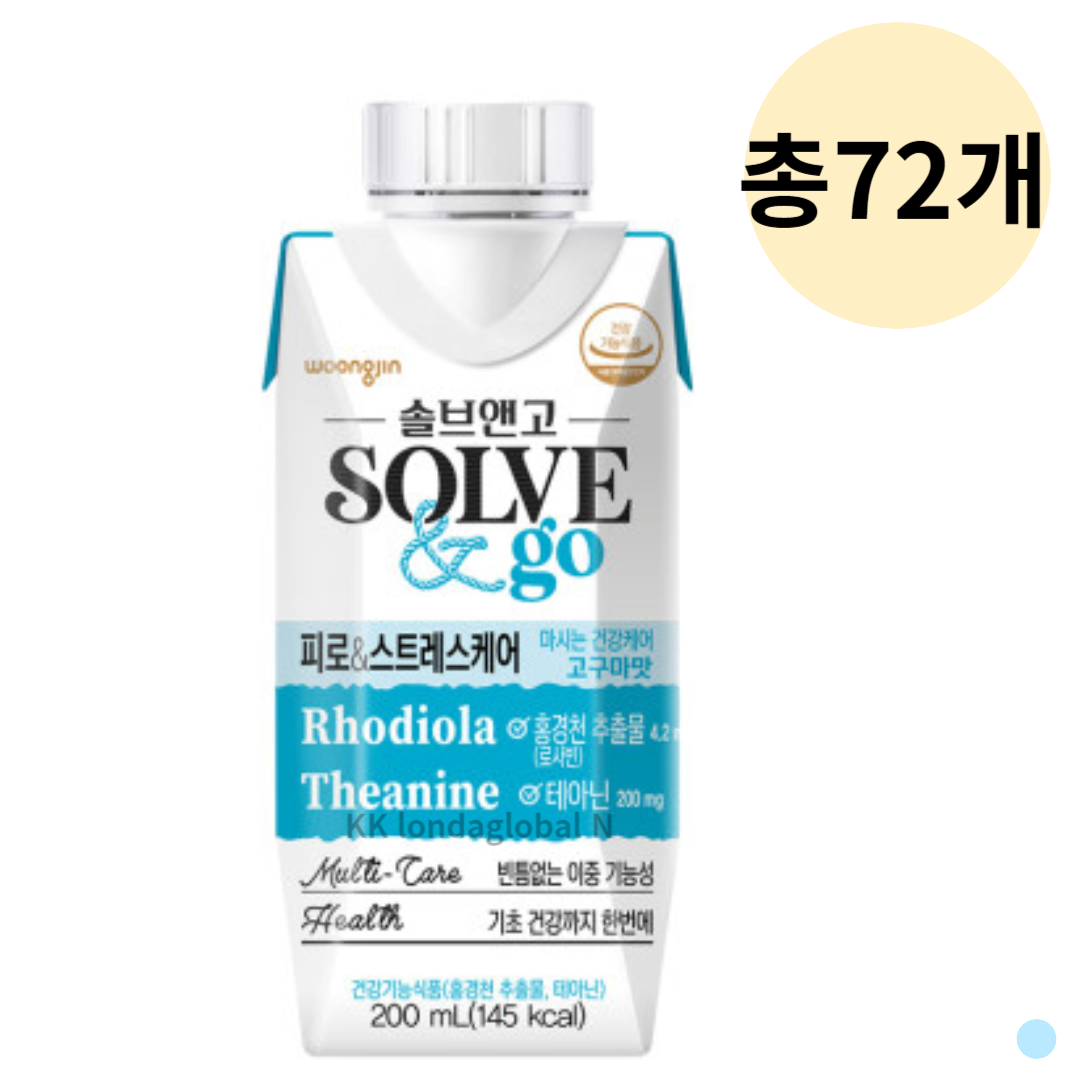 솔브앤고 피로 <b>스트레스</b> 케어 건강 음료 200mL 72개