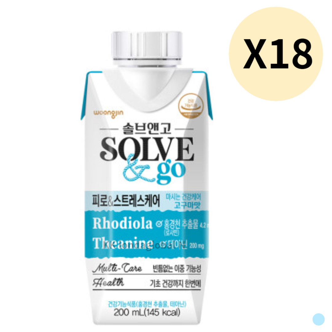 솔브앤고 <b>피로</b> 스트레스 케어 건강 음료 200mL 18개