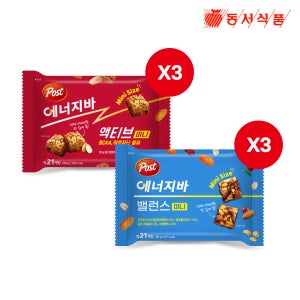 포스트 에너지바 미니 밸런스 231g 3개 + 에너지바 미니 액티브 210g 3개