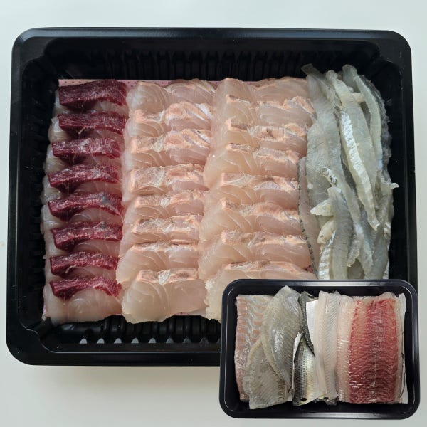 국내산 모듬회 제철 숙성 3-4가지 원물1.2kg내외 당일손질 동부회센타(손질후 440g)