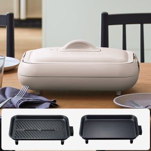 레꼴뜨 멀티 전기그릴 고기 불판 2개 전기후라이팬 분리형 멀티쿠커 뚜껑 고화력 화이트 RHP-1(W)