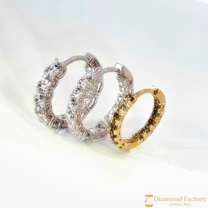 랩다이아 귀걸이 링 14K 1부 랩그로운 화이트골드 2.0mm