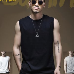 머슬핏 남자 민소매 라운드 짐나시 망고 스판