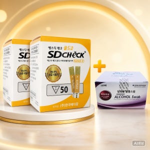 50매X2박스 100매+알콜스왑 SD체크골드2 혈당시험지 검사지 스트립 혈당측정검사지