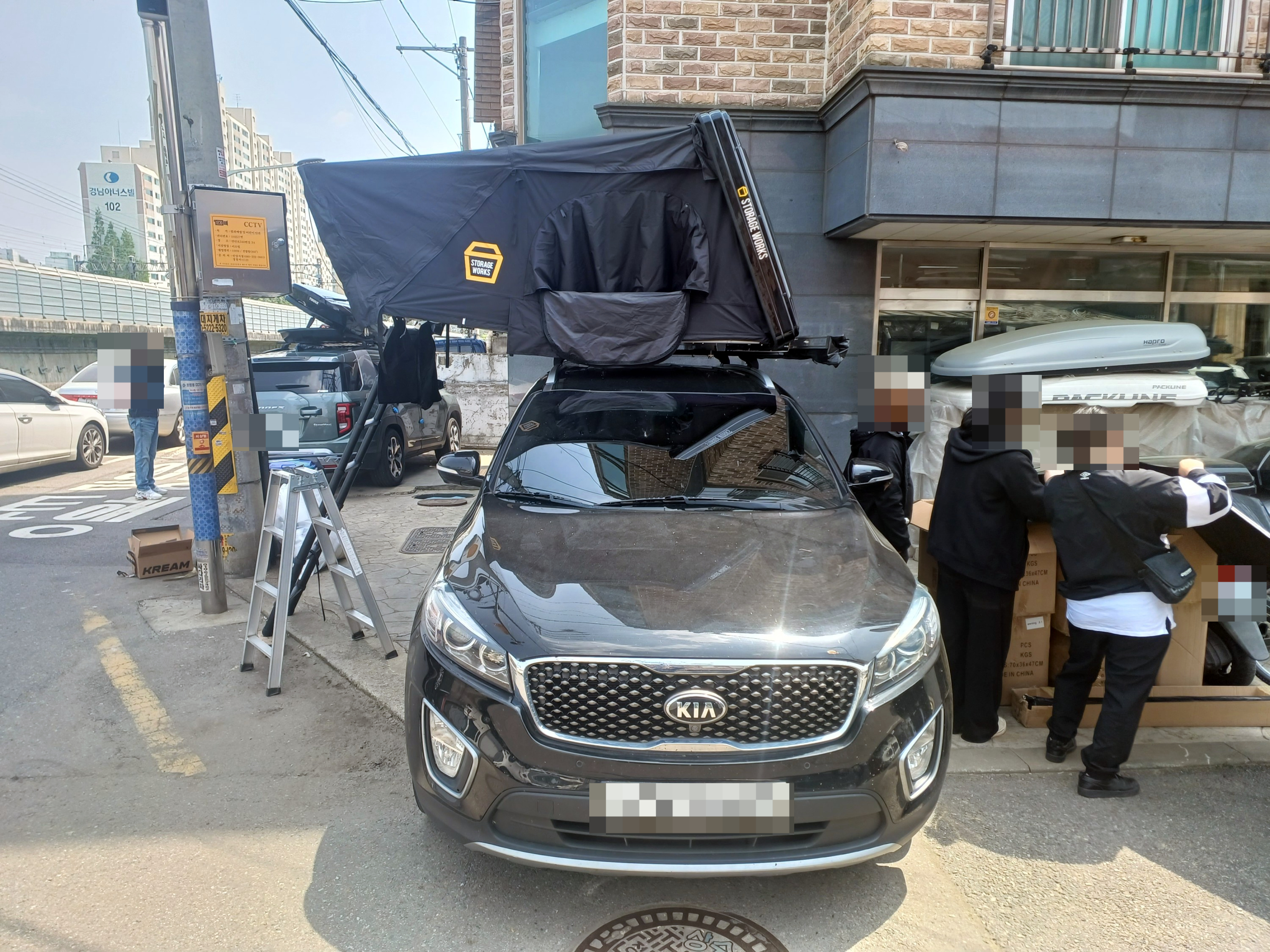 올뉴 더뉴쏘렌토 스토리지웍스 더마스터 4인용 루프탑텐트 확장어넥스 무료장착