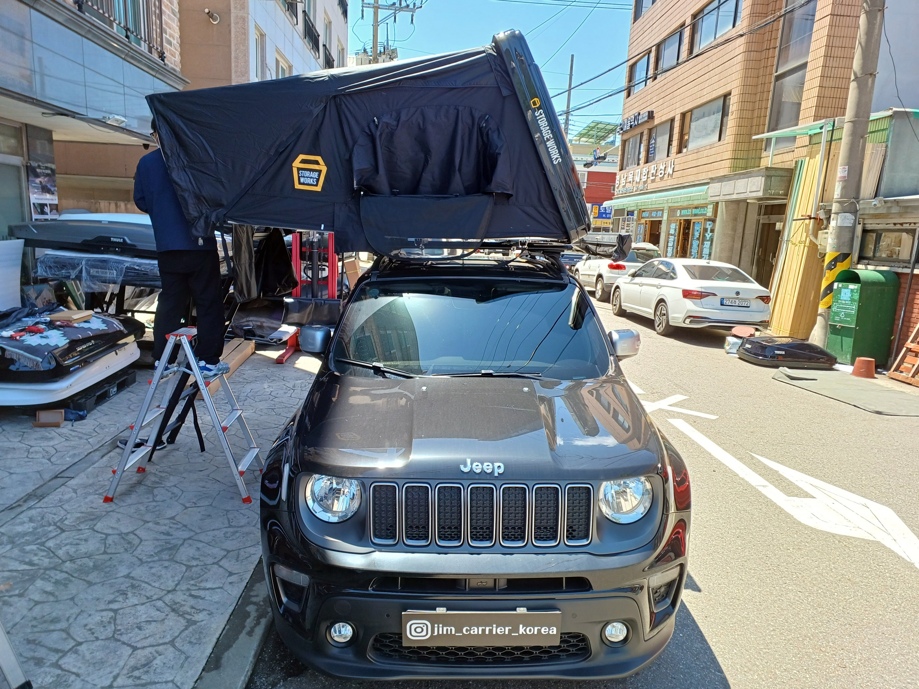 소형SUV 지프 레니게이드 스토리지웍스 더마스터 4인용 루프탑텐트 확장어넥스 무료장착