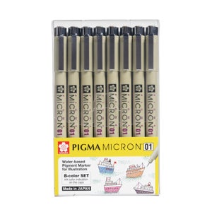 사쿠라 피그마 마이크론 01 8색 세트 XSDK01-8